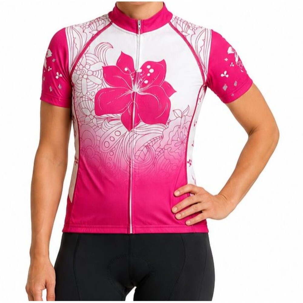 Canari Cycling Jersey Womens Medium Fuchsia Pink Short Sleeve Y2K Made In USA